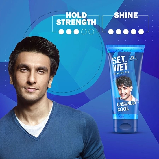 Set Wet Styling Hair Gel For Men - Casually Cool, 100 Ml Tube