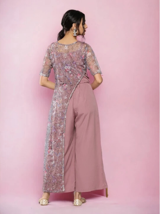 Mauve Floral Printed Basic Jumpsuit