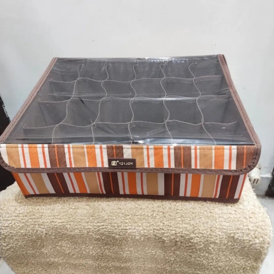 Undergarments organizer/foldable storage box with Lid-Brown