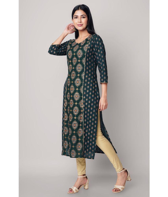 GOD BLESS - Green Rayon Women''s Straight Kurti ( Pack of 1 ) - None