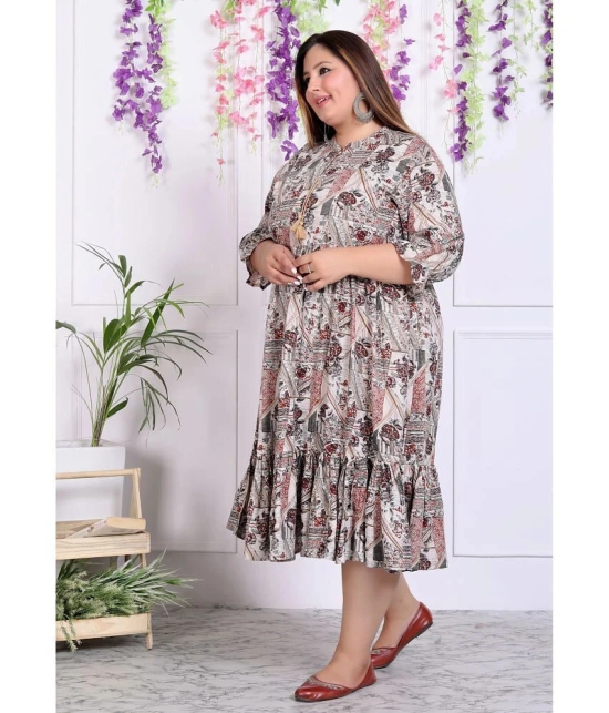 Swasti Cotton Blend Printed Anarkali Womens Kurti - Beige ( Pack of 1 ) - None