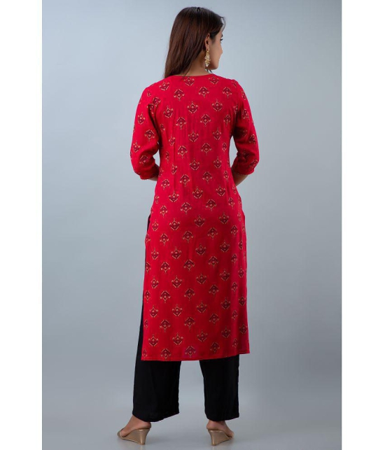 Doriya Red Rayon Kurti With Palazzo - Stitched Suit - None