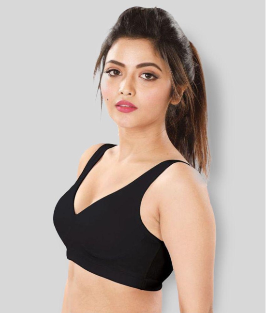 Dermawear - Black Poly Cotton Lightly Padded Women's Sports Bra ( Pack of 1 ) - 40B