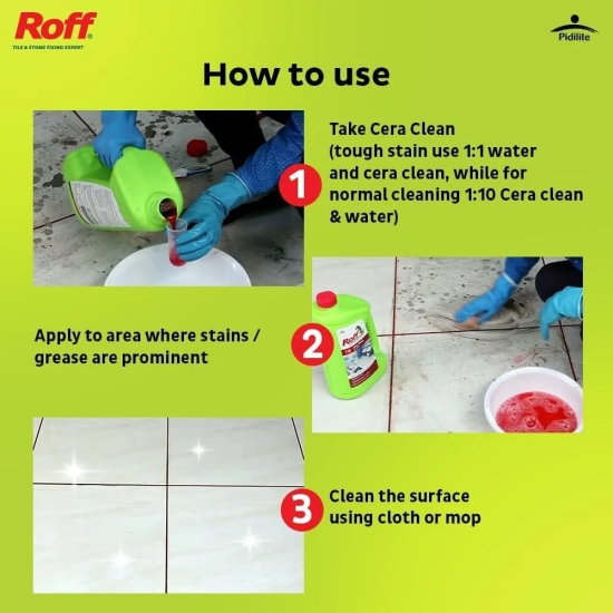 Pidilite T16 Roff Cera Clean Professional Tile, Floor and Ceramic Cleaner, Multisurface Floor and Tile Cleaner, Removes Stubborn Stains (500 ml)