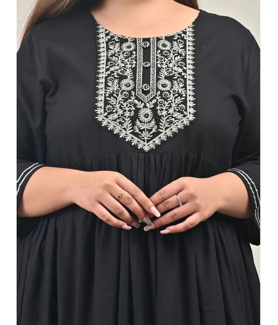 Swasti - Black Cotton Blend Womens Anarkali Kurti ( Pack of 1 ) - None