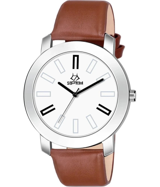 Septem Brown Leather Analog Mens Watch