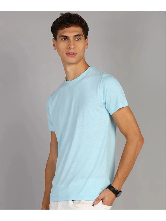 XFOX Cotton Blend Regular Fit Solid Half Sleeves Mens Round T-Shirt - Aqua Blue ( Pack of 1 ) - None