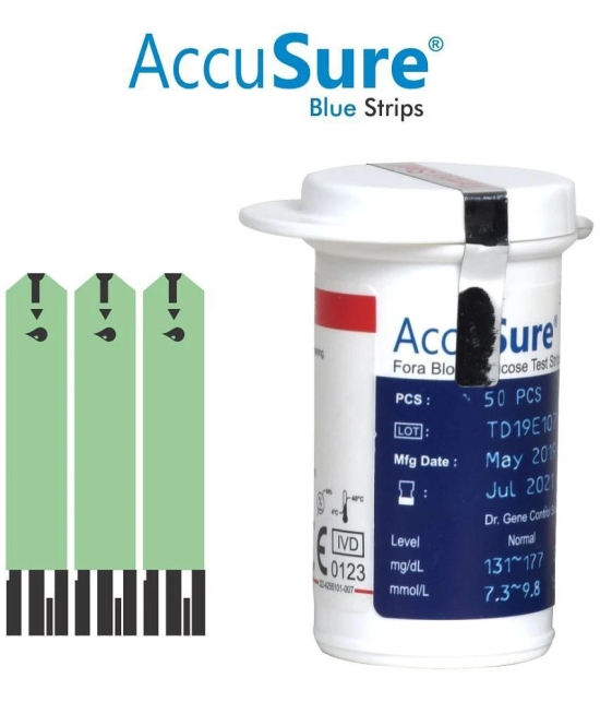 ACCUSURE Blue Glucometer 50 Test Strips