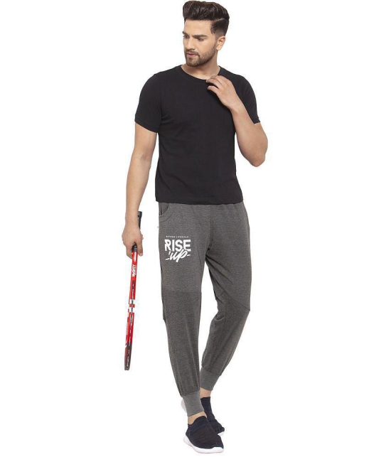 Uzarus Grey Cotton Plain Joggers - None