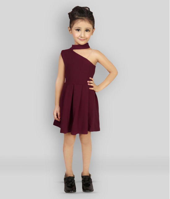 Addyvero - Maroon Cotton Blend Girls Fit And Flare Dress ( Pack of 1 ) - 3-4 Years