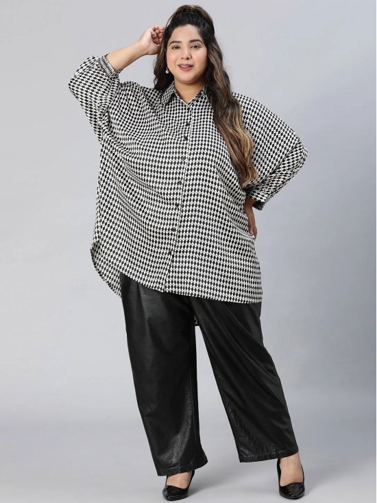 Oxolloxo Plus Size Relaxed Boxy Gingham Checked Casual Shirt