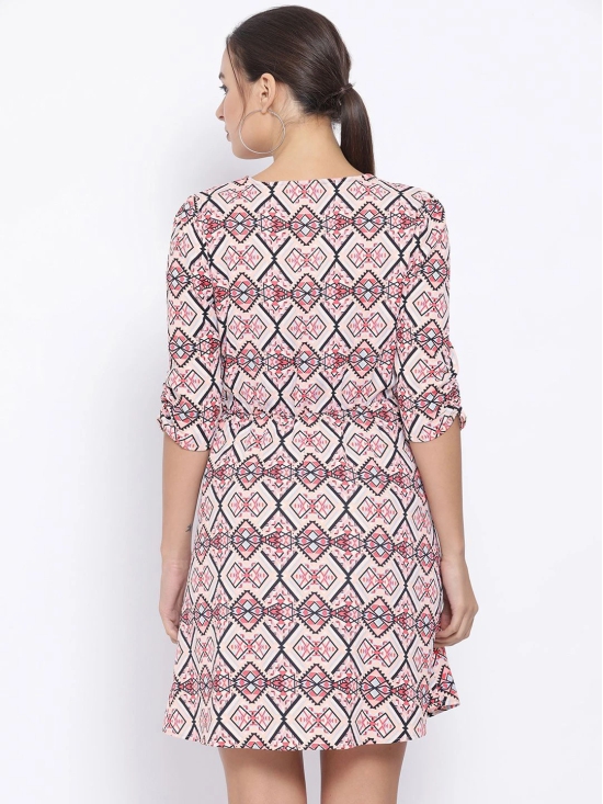 Oxolloxo Women Beige Printed A-Line Dress