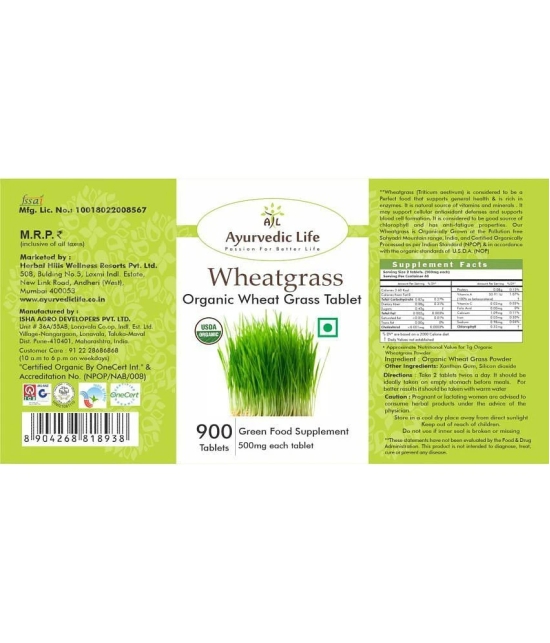 Ayurvedic Life Wheatgrass Tablet 900 no.s Pack Of 1