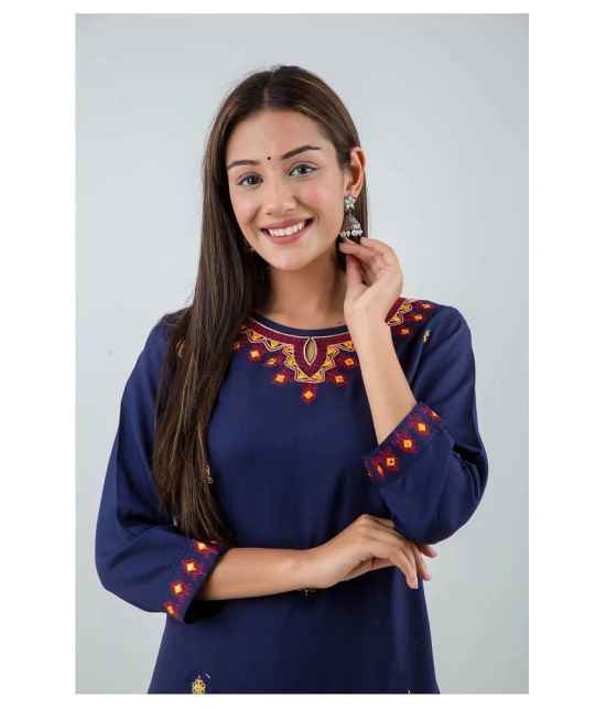 Lee Moda - Blue Rayon Womens Straight Kurti - XXL