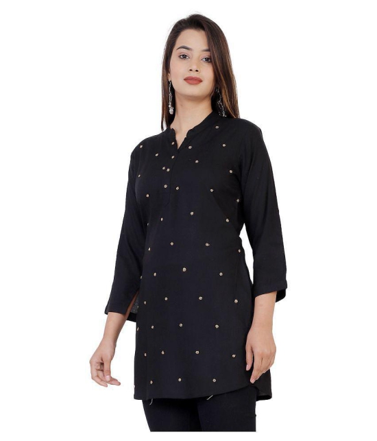 HIGHLIGHT FASHION EXPORT - Black Rayon Womens Straight Kurti ( Pack of 1 ) - M