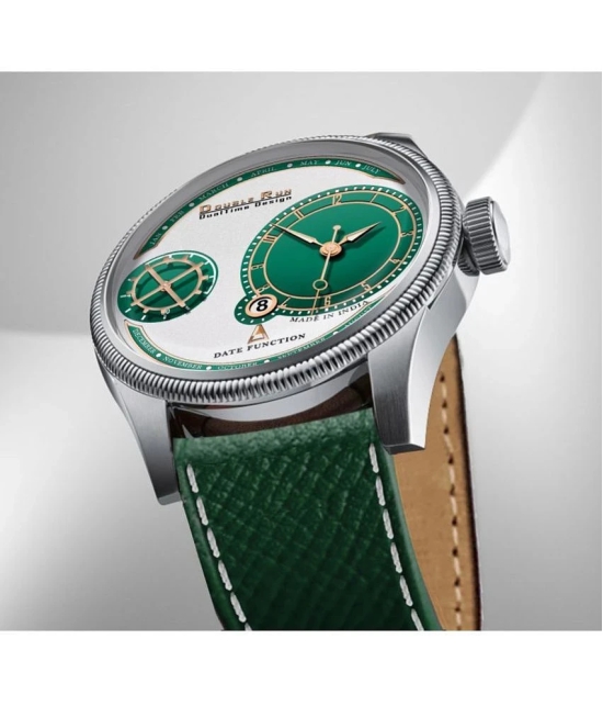 DoubleRun Green Leather Chronograph Mens Watch