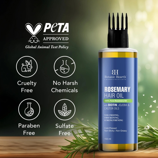 Botanic Hearth Rosemary Oil for Hair Growth, Controls Hair Fall, Strengthens Hair, 150 ml-Botanic Hearth Rosemary Oil for Hair Growth, Controls Hair Fall, Strengthens & Nourishes Hair, 150 ml.