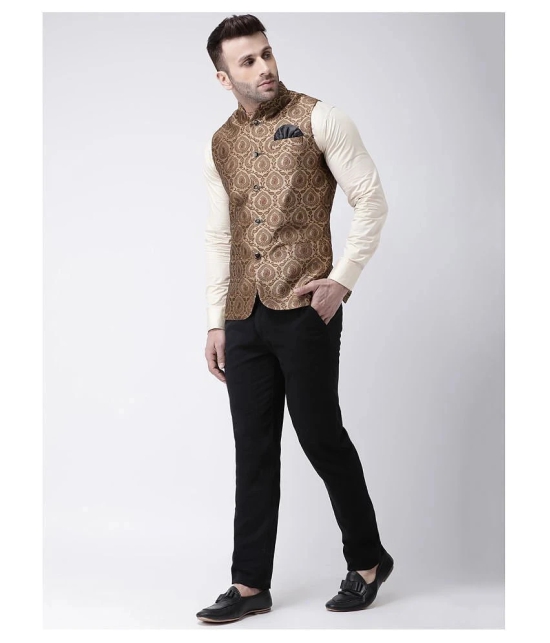 Hangup Brown Polyester Blend Nehru Jacket - None