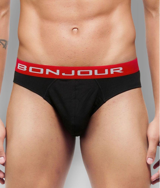 Bonjour - Black Cotton Blend Mens Briefs ( Pack of 1 ) - XXL