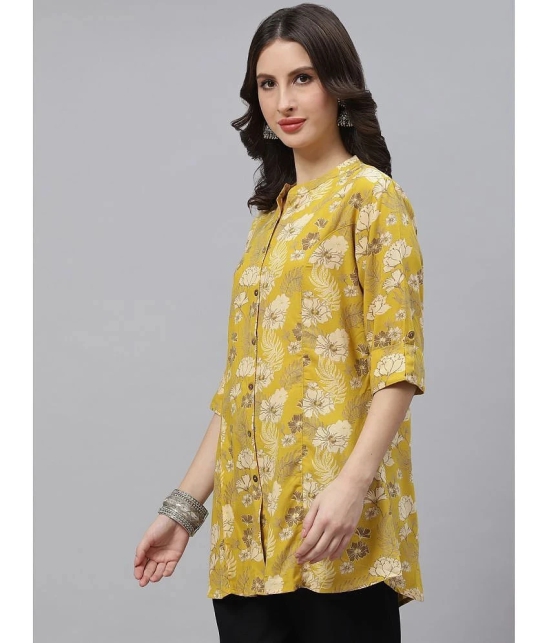 Divena - Mustard Rayon Womens Ethnic A-Line Top ( Pack of 1 ) - None