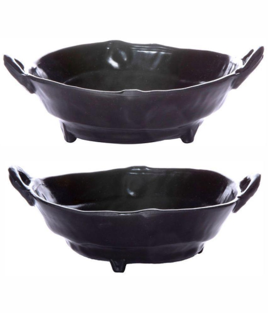 Good Homes 2 Pcs Melamine Black Platter - Black