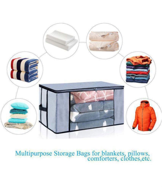 HOMETALES Set of 02 Underbed Storage Bag, Storage Organizer, Blanket Cover with Front Handle