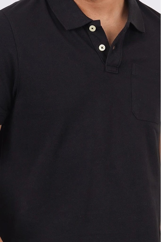 Men's Black Pocket Polo T-Shirt