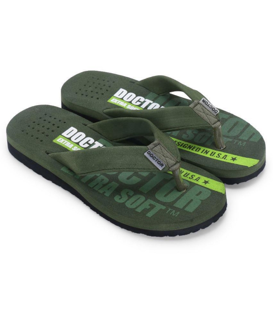 DOCTOR EXTRA SOFT - Olive Mens Thong Flip Flop - None