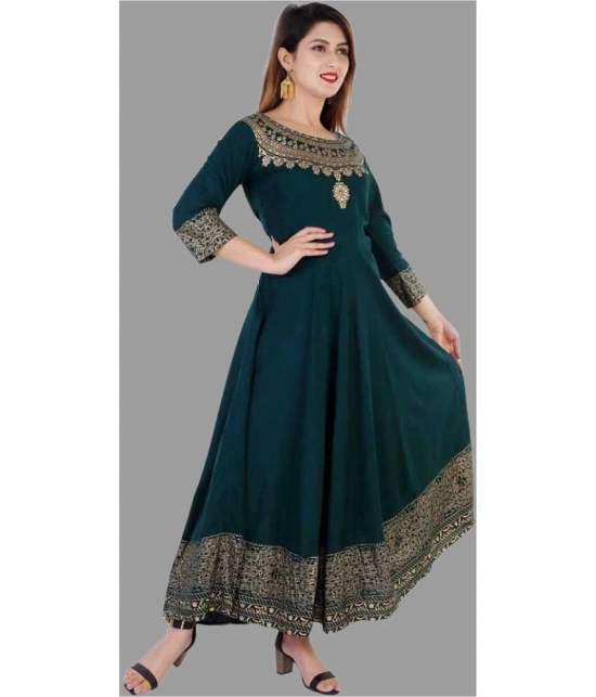 Smien Rayon Printed Anarkali Womens Kurti - Green ( Pack of 1 ) - None