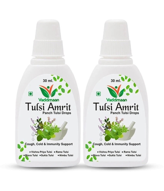 Vaddmaan Tulsi Amrit - 2 x 30 ml - Panch Tulsi Ark Drops - Pure Organic Concentrated Extract of 5 Rare Tulsi for Natural Immunity Boosting & Cough and Cold Relief