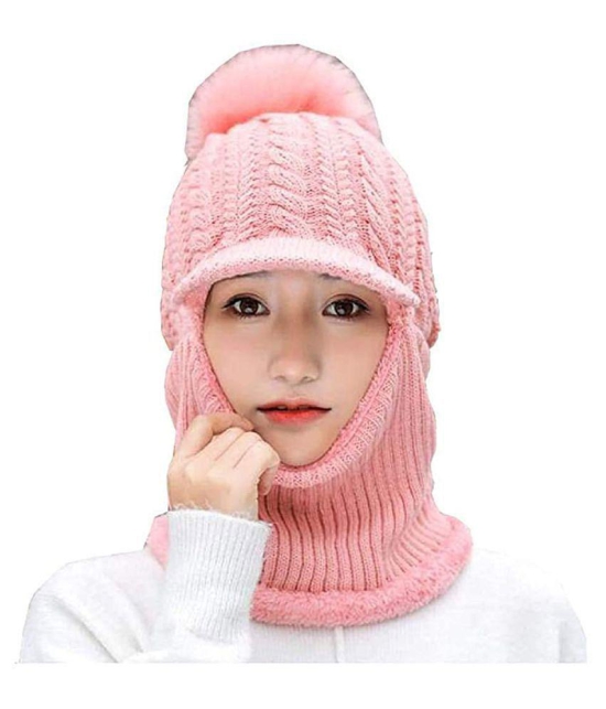 Penyan™  Combo of Mens Mufler Cap & Girls Full Face Cover Cap Winter Fur Neck Cover & Beanie Visor Cap - Multi Color