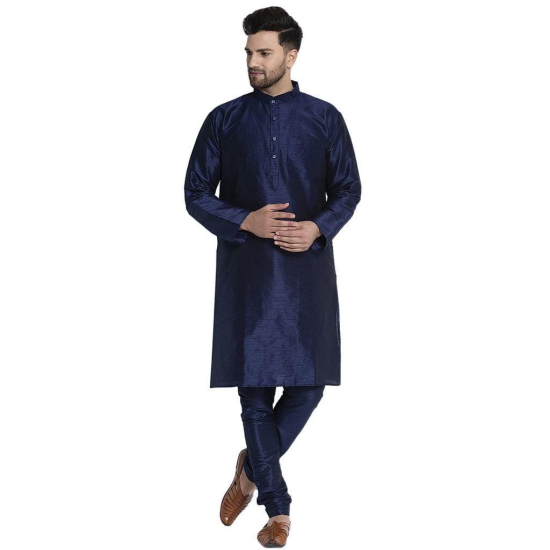 Banity Bey Men's Silk Blend Navy Blue Kurta Pajama with Designer Ethnic Nehru Jacket/Modi Jacket/Waistcoat