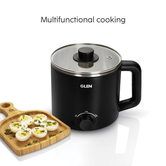 Glen Multicooker Electric Kettle 1.5 Litre Cook & Boil 600W- Silver and Black (9016 EX)