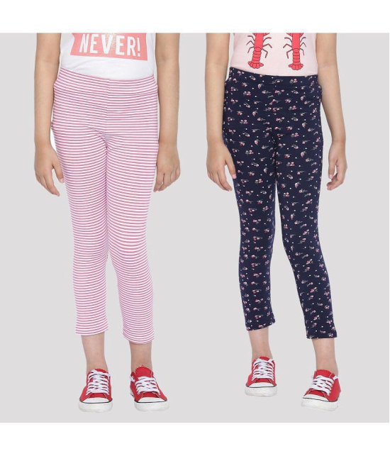 Ariel - Pink Cotton Girls Leggings ( Pack of 2 ) - None