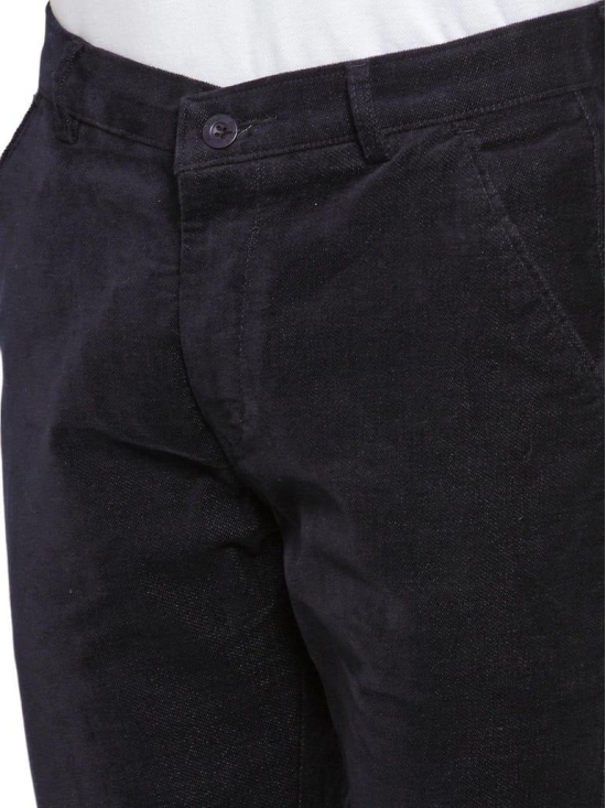 Rodamo  Men Navy Blue Corduroy Trousers