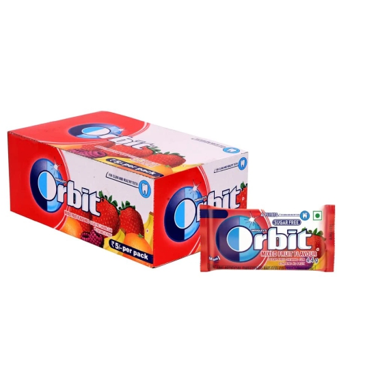 Orbit Mixed Fruit Flavour Sugar Free Chewing Gum - 4.4G Sleeve (Pack Of 32)