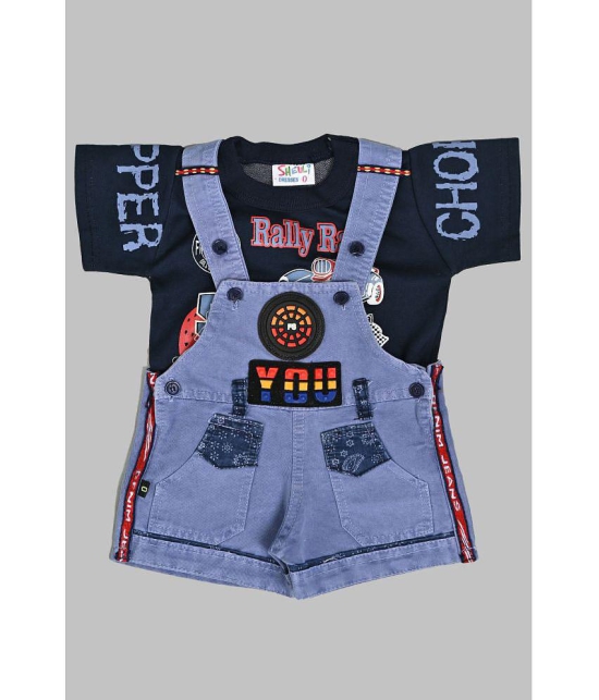 SFC - Blue Cotton Blend Baby Boy Dungaree Sets ( Pack of 1 ) - None