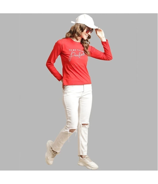 Fabflee - Red Cotton Regular Fit Womens T-Shirt ( Pack of 1 ) - None