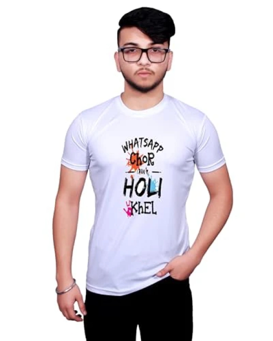 NITYANAND CREATIONS Round Neck White Holi T-Shirt for MEN-HOLI-T-SHIRT-11584-XL