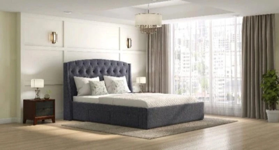 Aspen Upholstered Storage Bed (Grey King Bed Size)-Grey