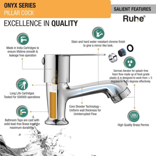 Onyx Pillar Tap Brass Faucet- by Ruhe®