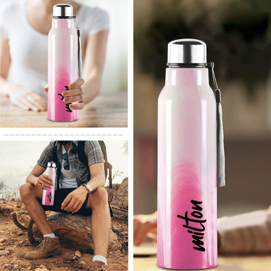 Milton Steel Marble 900 Insulated Inner Stainless Steel Water Bottle | Hot or Cold | 1 Pc White & Purple