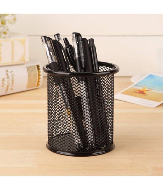 SHB Black : Easypag 1 Pcs 3.5 inch Round Mesh Cup Desk Pen Pencil Holder , Black