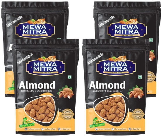 Mewa Mitra Premium California Jumbo Almonds Natural Raw Badam Rich in Fiber and Protein Nutritious and Delicious Crunchy Badam Giri - (250 Gram Pack of 4)