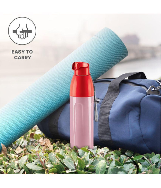 Milton Kool Convex 900 Insulated Inner Pet Water Bottle, 700 ml, Light Red | Easy To Carry | Leak Proof | School | Office | Gym | Hiking | Treking | Travel Bottle - Red