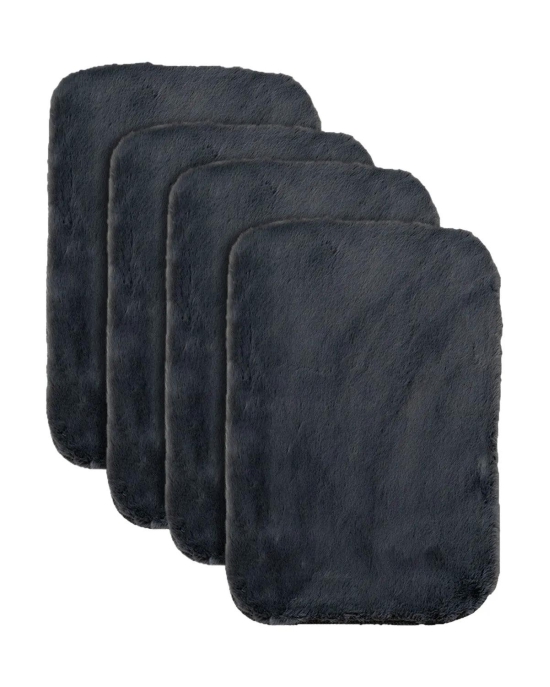 38X58 CM Rabbit Fur Plain Bathmat Online | Crown Home-Set Of 4 / Dark Brown