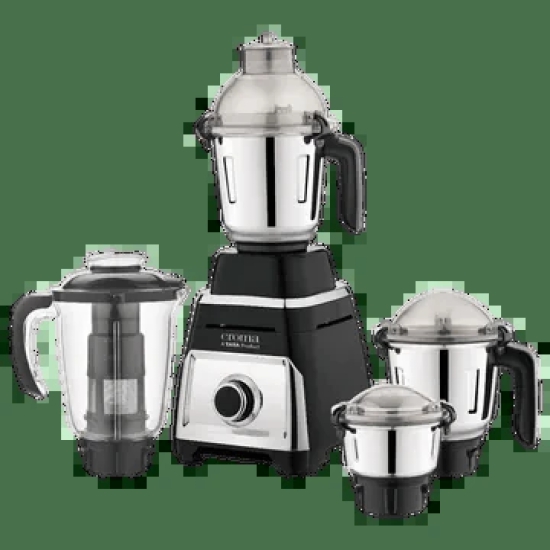 Croma 800 Watt 4 Jars Juicer Mixer Grinder (20000 RPM, Copper Motor, Black and Silver)