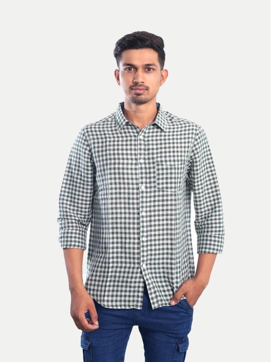 Men White Gingham Checkered Cotton Casual shirt