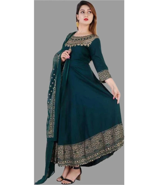 Smien Rayon Printed Anarkali Womens Kurti - Green ( Pack of 1 ) - None