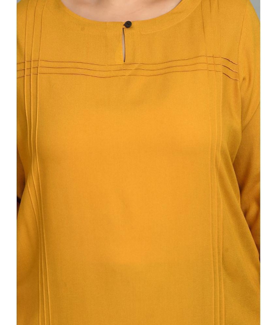 PrettyPlus by Desinoor - Mustard Rayon Womens Straight Kurti ( Pack of 1 ) - None